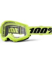 Motokroso akiniai 100% Strata 2 New - Neoninė geltona, skaidrus pleksis