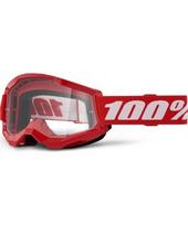 Motokroso akiniai 100% Strata 2 New - Raudona, skaidrus pleksis