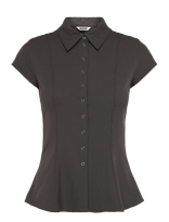 Weekday - Slim Fit Short-Sleeved Crepe Shirt - Marškinėliai trumpomis rankovėmis - Pilka