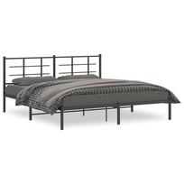 vidaXL Metalinis lovos rėmas su galvūgaliu, juodos spalvos, 183x213cm