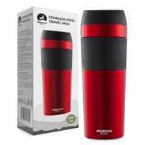 Termo puodelis termosas Mountain Goat TRAVEL 450 ml rauduonas - kelioninis puodelis kavai, arbatai, puodelis į automobilį, uniwersalny