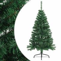 vidaXL Dirbtinė pusinė Kalėdų eglutė su stovu, žalia, 120cm, PVC