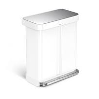 Baltos spalvos iš plieno šiukšliadėžė 34+24 l rūšiavimui/su pedalu Dual – simplehuman