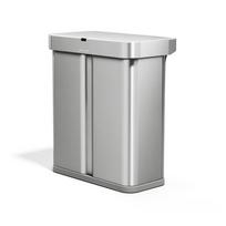 Sidabrinės spalvos iš plieno šiukšliadėžė 34+24 l rūšiavimui/bekontaktė Dual Sensor – simplehuman