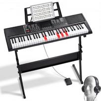 VEVOR BD-662 skaitmeninis pianinas su 61 klavišu, apšviečiami klavišai, reguliuojamas stovas