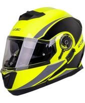 Atverčiamas motociklo šalmas W-TEC Banelmeda - Juoda/fluorescencinė geltona