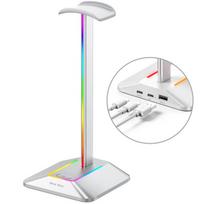 Sidabrinis ausinių stovas su RGB ir USB/C tipo prievadais
