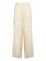 Malina - Stephanie Lace Detail Linen Pant - Lininės kelnės - Kreminė spalva
