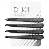Diva Pro Styling Profesionalūs plaukų skirstymo segtukai Sectioning Clips 4 vnt., Black