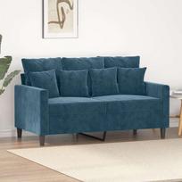 Dvivietė sofa, mėlynos spalvos, 120cm, aksomas