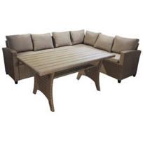 Besk Sodo komplektas 9138427, 6 vietos, 3 vienetai, metalinis rėmas, smėlio spalvos, 7cm pagalvėlės, plastikinis stalo viršus