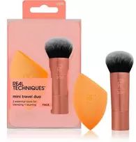 Kelioninis rinkinys „Real Techniques“: mini skaistalai RT200 + stebuklinga makiažo kempinėlė „Oranžinis“