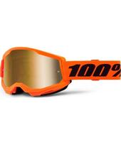 Vaikiški motokroso akiniai 100% Strata 2 Junior Mirror - Oranžinė, True auksinis pleksiglasas