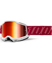 Motokroso akiniai 100% Accuri 2 Mirror - Redline raudona, veidrodinis pleksiglasas