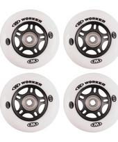 Riedučių ratukai WORKER 84 mm su ABEC-9 guoliais, chromuoti – 4 vnt. rinkinys