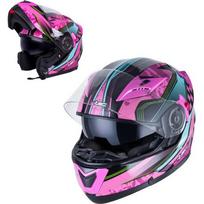 Atverčiamas motociklininko šalmas W-TEC Pezzon Magenta - Rožinė-juoda