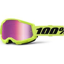 Motokroso akiniai 100% Strata 2 New Mirror - Neoninė geltona, rožinis pleksis