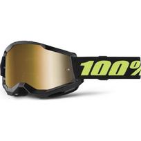 Motokroso akiniai 100% Strata 2 New Mirror - Solar juoda, auksinis pleksis