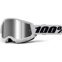 Motokroso akiniai 100% Strata 2 New Mirror - Balta, sidabrinis pleksis