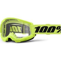 Motokroso akiniai 100% Strata 2 New - Neoninė geltona, skaidrus pleksis