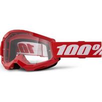 Motokroso akiniai 100% Strata 2 New - Raudona, skaidrus pleksis