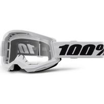 Motokroso akiniai 100% Strata 2 New - White balta, skaidrus pleksis