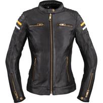 Moteriška odinė motociklininko striukė W-TEC Stripe Lady - Juoda