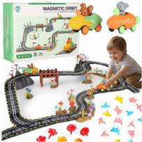 Magnetinė automobilių lenktynių trasa 2 šviečiančios transporto priemonės 310 elementų
