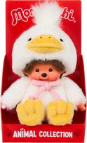 MONCHHICHI Pliušinė beždžionėlė su ančiuko kostiumu, 18 cm