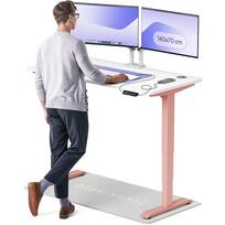 Kompiuterio stalas reguliuojamo aukščio Desktronic HomePro 829 53, 140 cm x 70 cm, 126 cm, balta sp./rožinė sp.