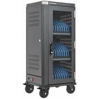Manhattan iPad to 13", MacBook Air to 13" & Chromebook 14" 30-bay Charging Trolley/Cart via USB-C (30W), Also other tablets/smartphones (with device to USB-C cable), Bays 404x27.6x283mm, USB-C charging cables included, Cabinet | 181471 | 766623181471
