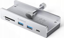 Orico HUB montowany na zacisk input: USB-C / output: 2x USB-A 3.2 + 1x USB-C 3.2 + 1x SD&TF - srebrny | 6942227138019 | 6942227138019