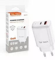 Teltech kroviklis jungiama į tinklą GaN USB / Typ-C 65W białyTCH-05