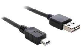 Delock EASY-USB 2.0 Cable, USB-A Male to Mini USB-B Male (black, 3 meters, reversible USB-A Male connector)