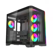„Rampage LYRON“ žaidimų kompiuterio korpusas, „Mid Tower“, 7 ventiliatoriai, ARGB, PWM, juodas