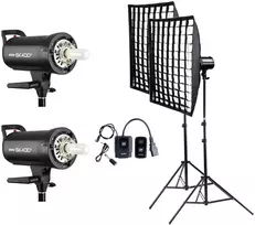 Studijos Apšvietimo Rinkinys - Godox SK400II 400Ws Blykstės Rinkinys Su Minkštais Dėklais Ir Iššaukikliu