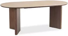 Dario ovalus stalas, 200 cm, travertinas/modernus riešutmedis