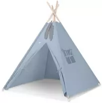Vaikų tipis su dekoratyvinėmis plunksnomis, pastelinės mėlynos spalvos