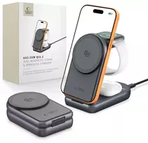 Tech-Protect A53 3IN1 MAGNETINIS MagSafe BELAIDIS ĮKROVIKLIS 25W QI2.2 TAMSIAI PILKAS