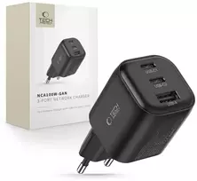 Tech-Protect NCA100W-GAN-AVS 3 prievadų tinklo įkroviklis PD 3.2 100W / QC3.0 juodas