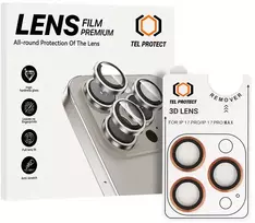 Apsauginis stiklas Tel Protect 3D Lens na aparat skirtas Iphone 17 Pro/17 Pro Max oranžinė (objektyvui 3 vnt)