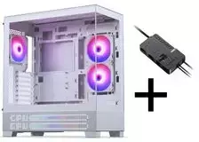 „Phanteks XT View Matrix“ korpusų rinkinys, „Midi-Tower“, E-ATX, grūdintas stiklas + „Nxlinq V2“ šakotuvas – baltas