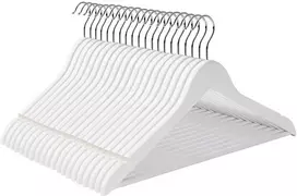 Koduva Drabužių pakabos iš klevo medienos, baltos, 20 vnt., 44,5 x 23 x 1,2 cm