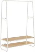 Koduva Drabužių stovas su 2 lentynomis ir 6 S formos kabliukais, 45 x 100 x 160 cm, ąžuolo ir kreminės baltos spalvos