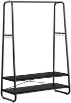 Songmics Drabužių stovas su 2 lentynomis ir 6 S formos kabliukais, 45 x 100 x 160 cm, juodas
