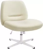 Koduva Biuro kėdė su plačia sėdyne, kryžminiu pagrindu, kreminės baltos spalvos, 72 x 72 x 75–83 cm