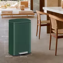Koduva Pedalinis šiukšlių kibiras 50 l su vidiniu kibiru ir soft-close dangčiu, plieno, žalias