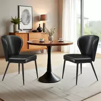 Koduva Valgomojo kėdės, 2 vnt., dirbtinė oda, juodos, Mid-Century-Modern stiliaus
