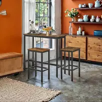 Koduva Baro stalo komplektas su 2 kėdėmis, 100 x 40 x 90 cm, medžio drožlių plokštė ir plienas