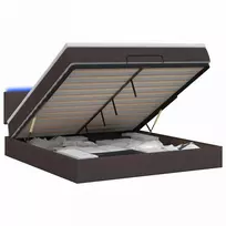 Otmana lova su matracsu ir LED Tamsiai rudas 140 x 200 cm